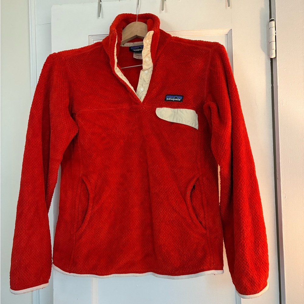 Patagonia Vibrant Red Fleece with Cream Accents